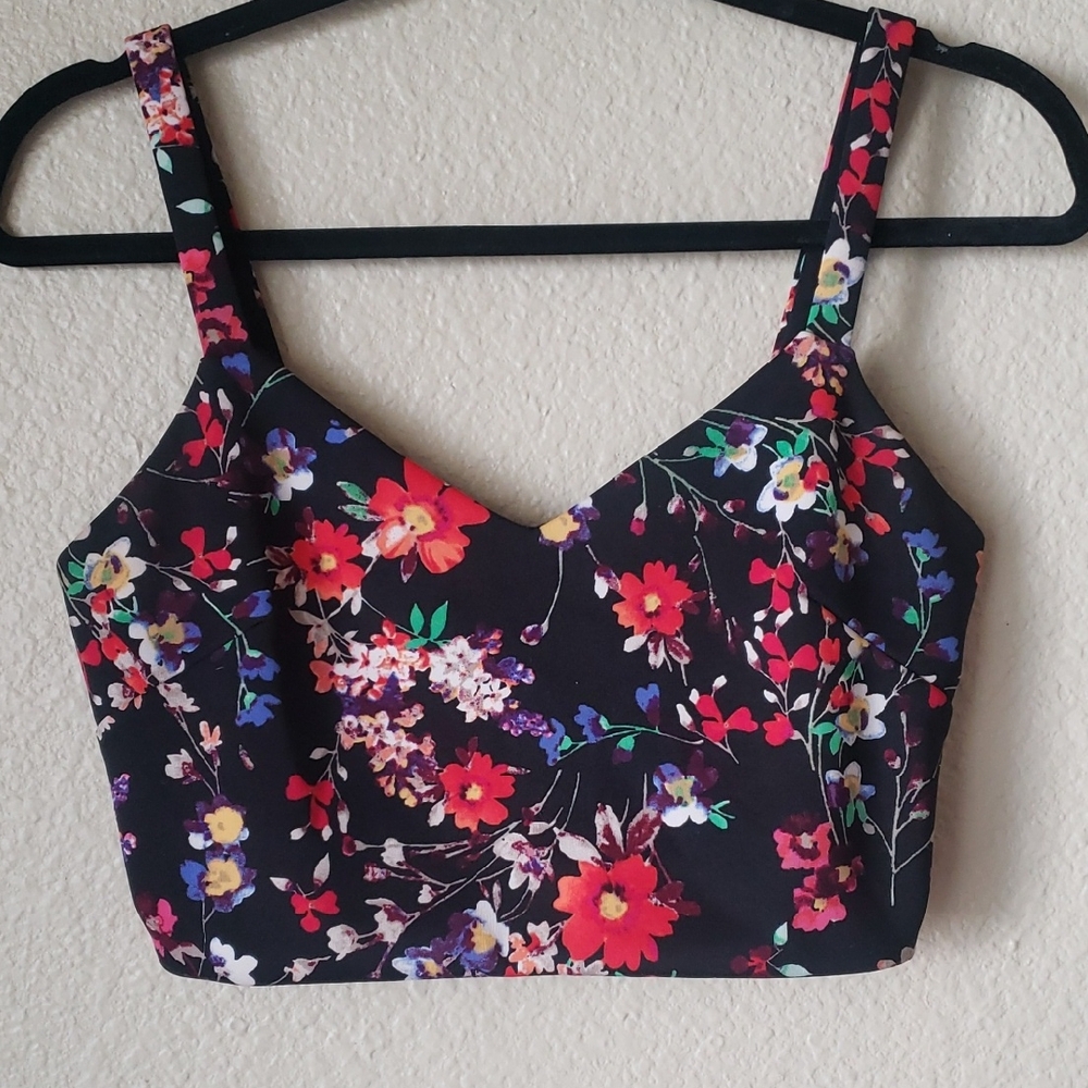 Express Black and Floral Strappy Top - Picture 1 of 5